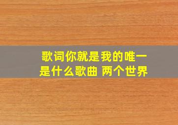 歌词你就是我的唯一是什么歌曲 两个世界